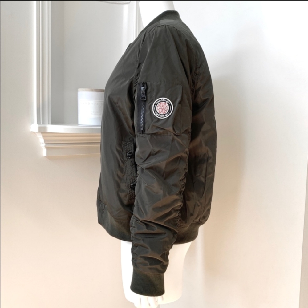 Olive Green Madden Girl Bomber Flight Jacket